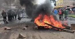 Screengrab image of protests in Karatina, Nyeri County.